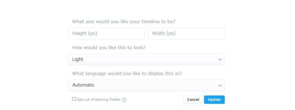 Twitter.set customization options
